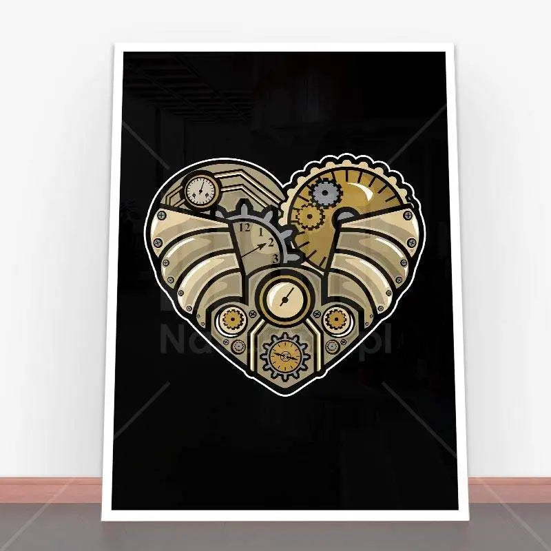 Plakat Steampunk Heart z unikalnym sercem w stylu steampunkowym