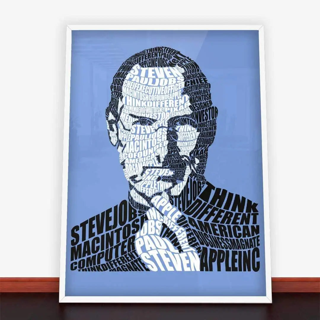 Framed Plakat Steve Jobs word art ideal for nowoczesne plakaty młodzieżowe