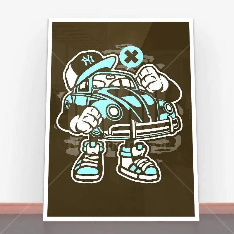 Plakat Street Beetle cartoon car poster for vibrant street art decor