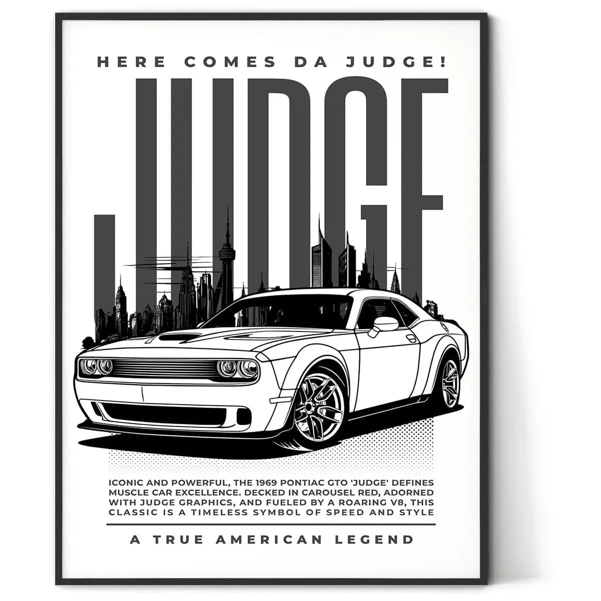 Framed poster of a classic car from Plakat The Judge - American Legend collection