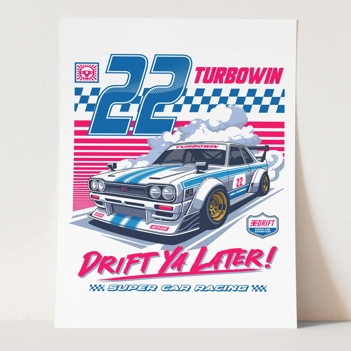 Plakat Turbowin - Drift i Zwycięstwo na Torze.