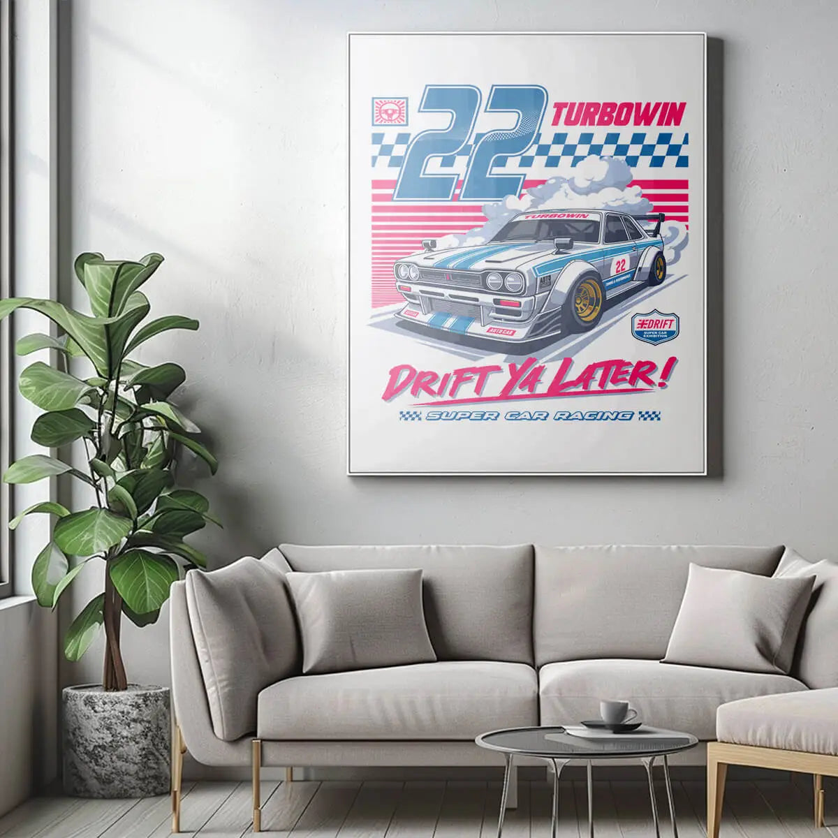 Plakat Turbowin - Drift i Zwycięstwo na Torze.