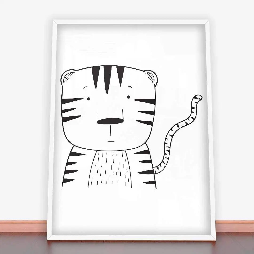 Framed tiger illustration on papierze posterowym, idealny do ramy plakatowej