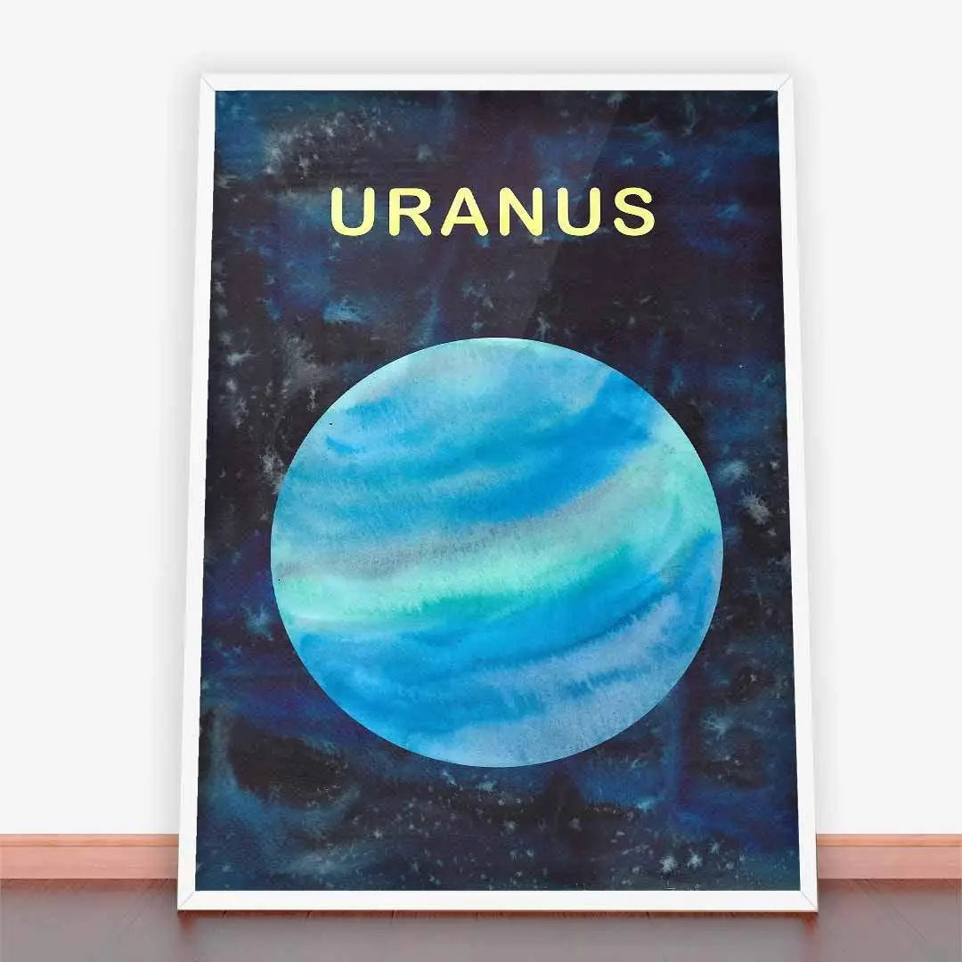 Framed artwork of Uranus planet, ideal for Plakat Uran enthusiasts