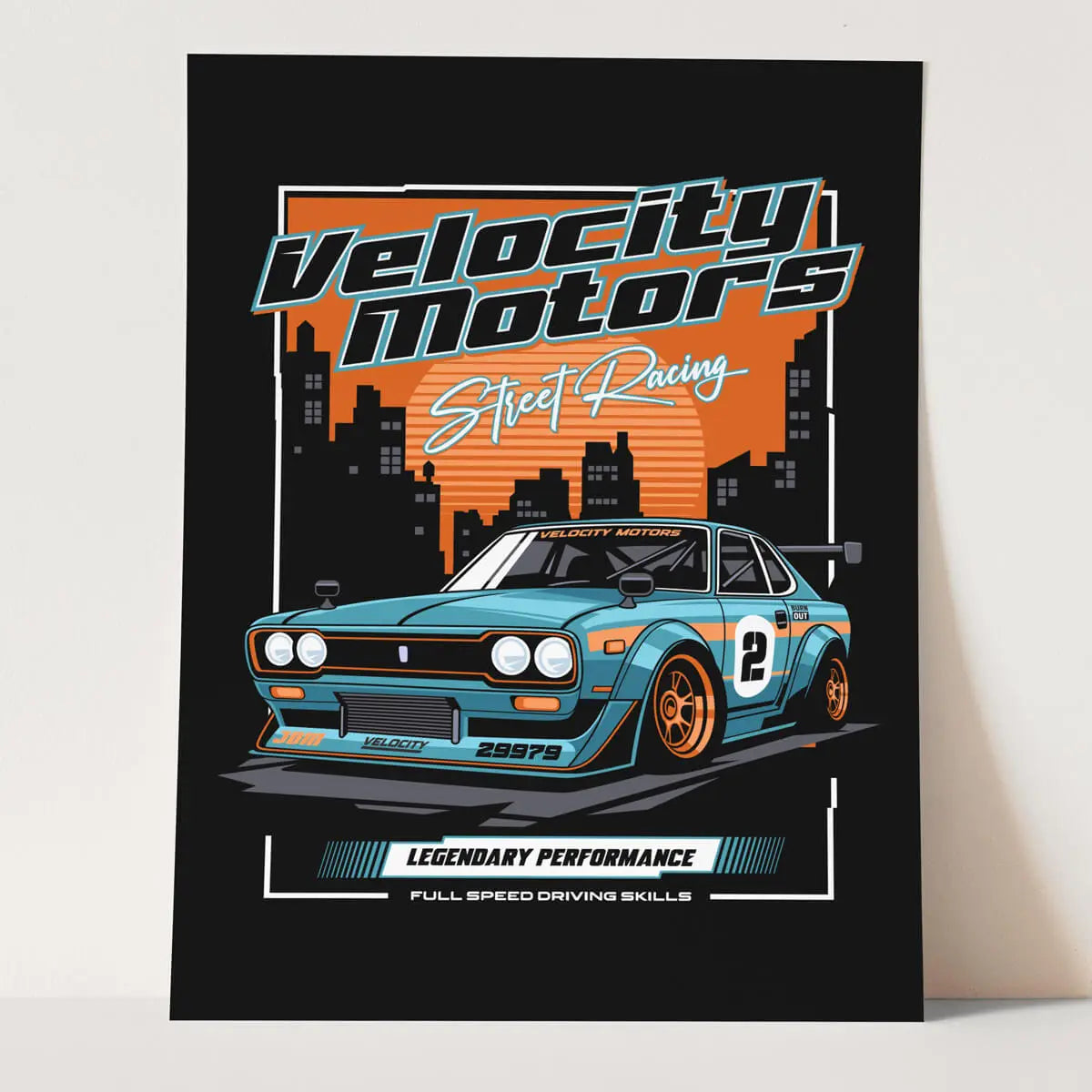 Plakat Velocity Motors - Legendarne Wyścigi Uliczne.