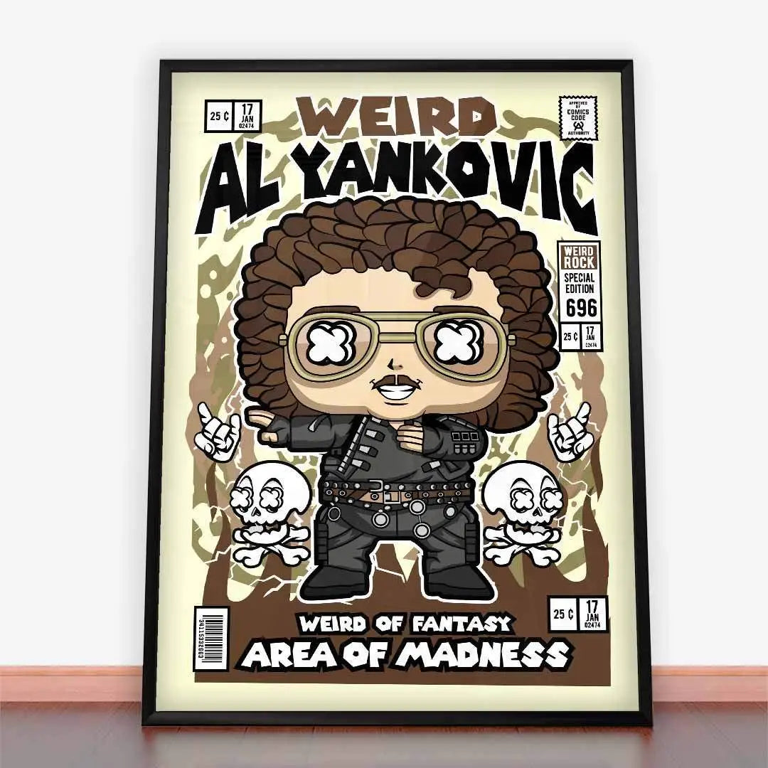 Framowany plakat Weird Al Yankovic z komiksową sztuką artystyczną