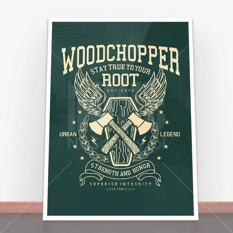 Plakat Woodchopper w ramie plakatowej - dekoracyjny plakat dla miłośników natury