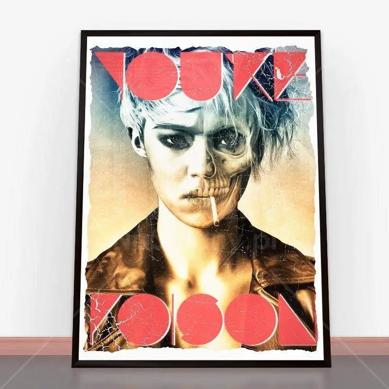 Framed poster of a half-human, half-skull figure from Plakat You’re Poison